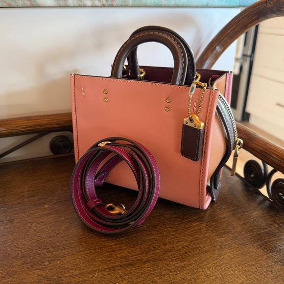 Coach Pink and Dark Brown Mini Tote - Picture 2 of 8